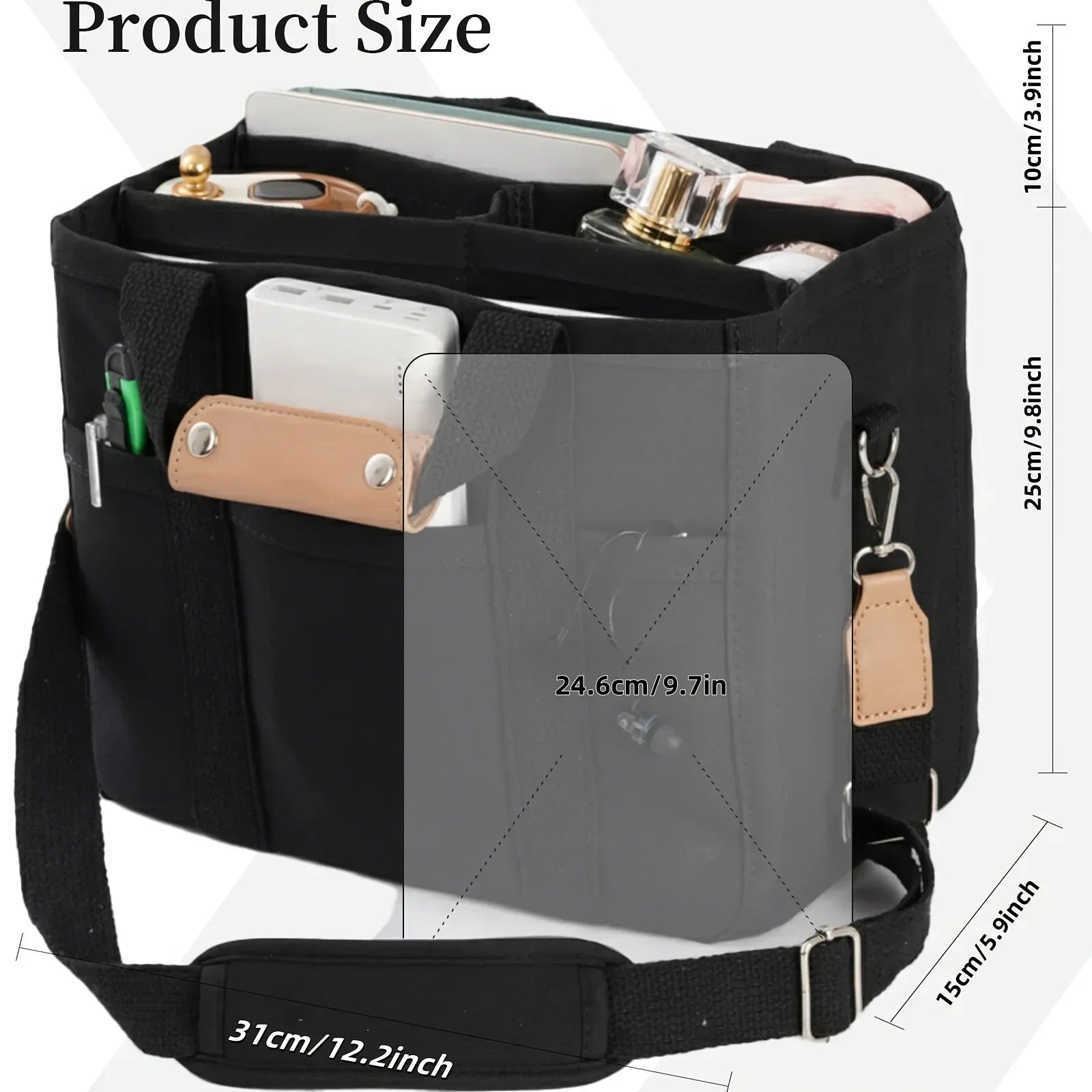 Premium Canvas Multi-Pocket Tote Bag – Large Capacity Shoulder Bag & Versatile Daily Handbag for Women