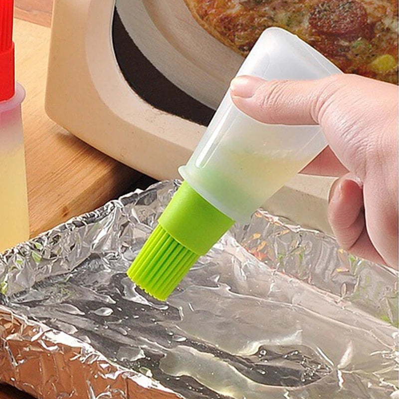 2-in-1 Silicone Oil Bottle with Basting Brush - Heat Resistant Cooking & BBQ Tool