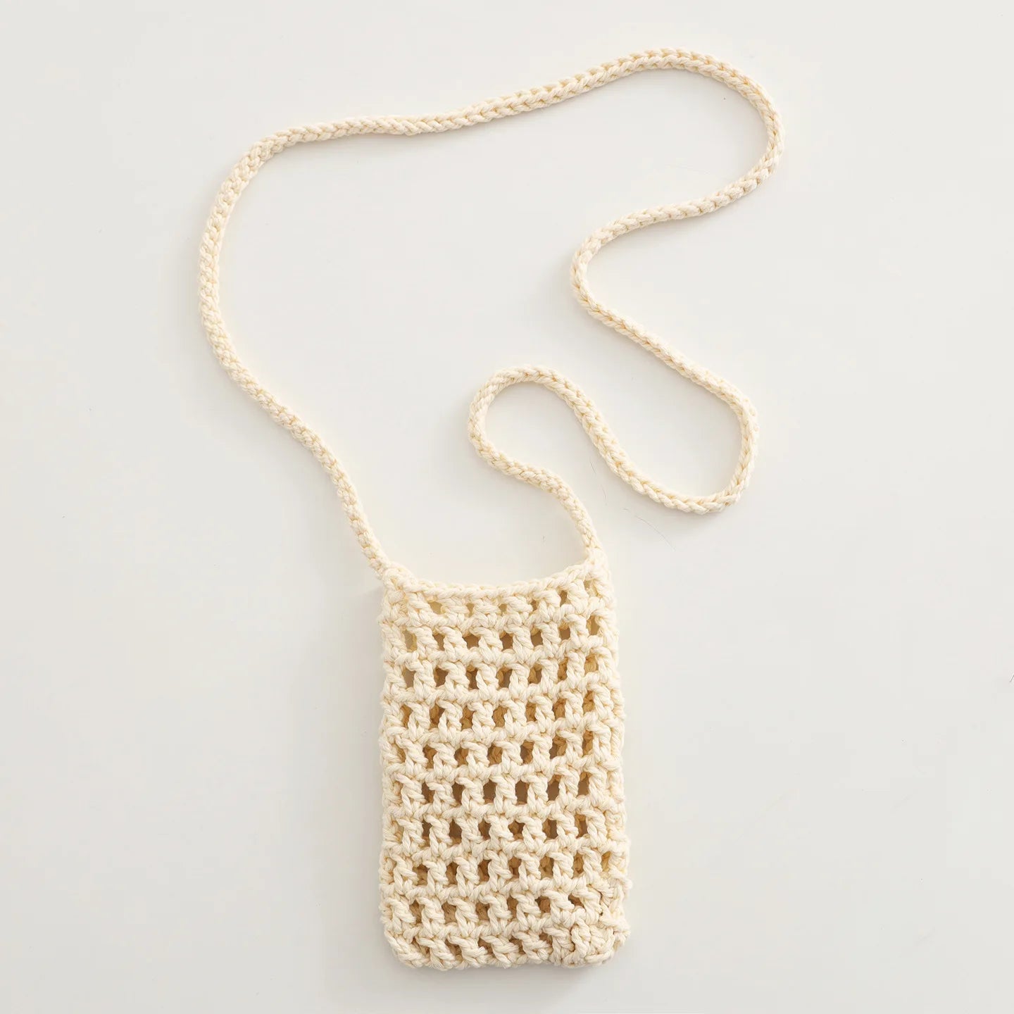 Boho Chic Hollow Crochet Phone Bag – Handmade Aesthetic Mini Cross body Purse