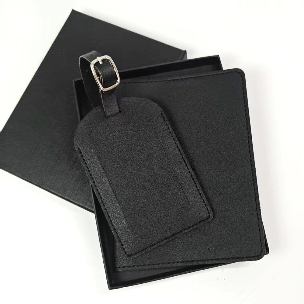 Personalised Travel Passport Holder & Luggage Tag Gift Set – Custom Initials Luxury Travel Kit