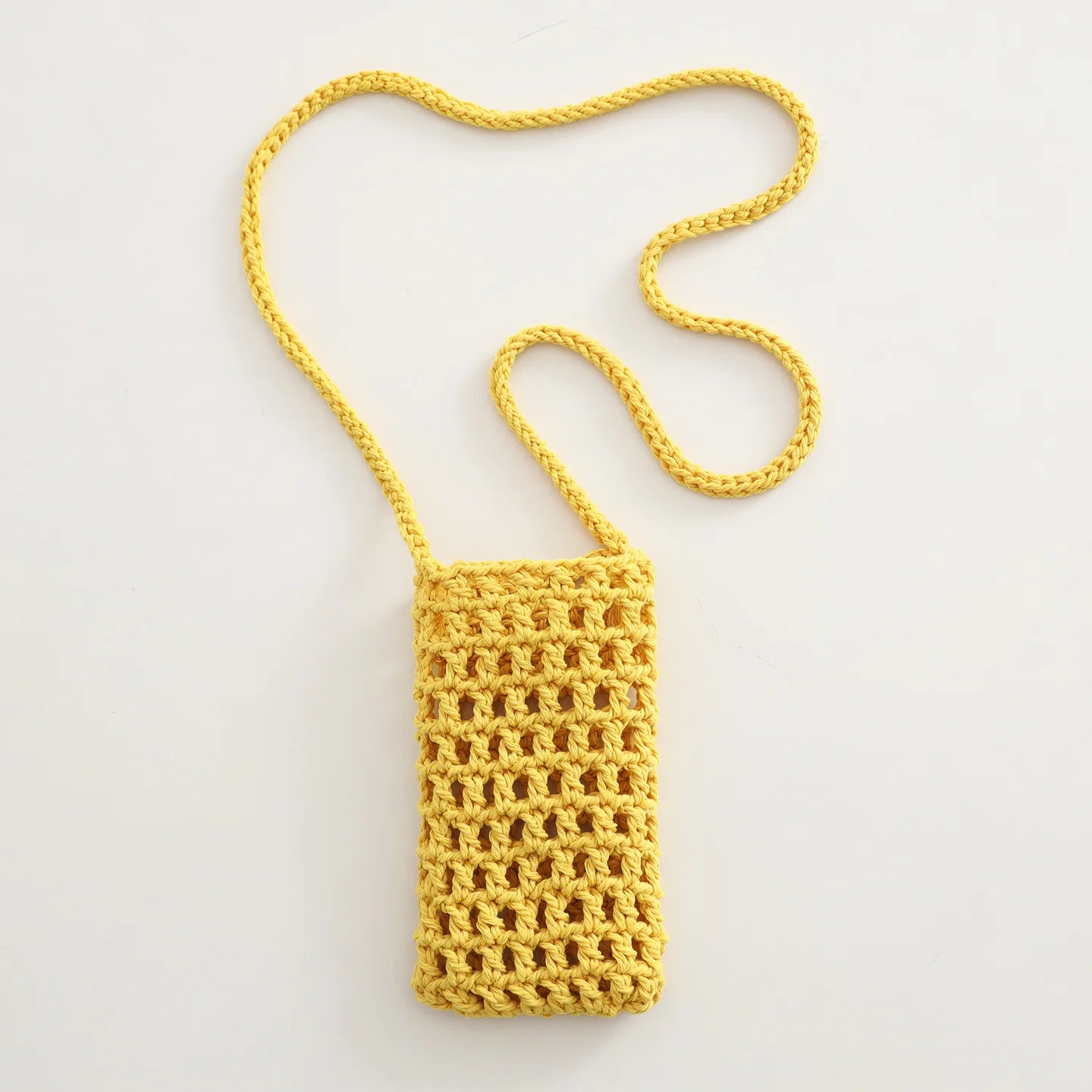 Boho Chic Hollow Crochet Phone Bag – Handmade Aesthetic Mini Cross body Purse