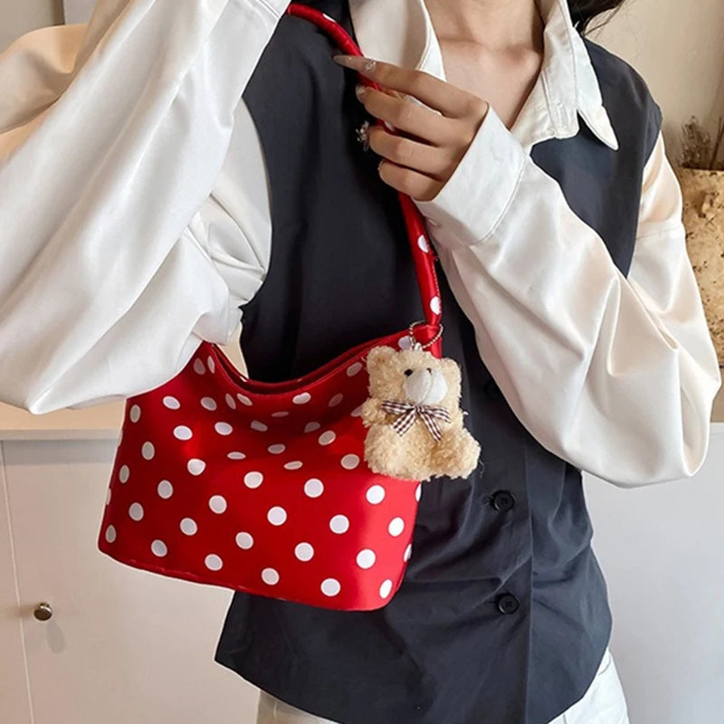 Retro Polka Dot Underarm Bag – Chic Bucket Style Shoulder Bag & Fashionable Women's Handbag