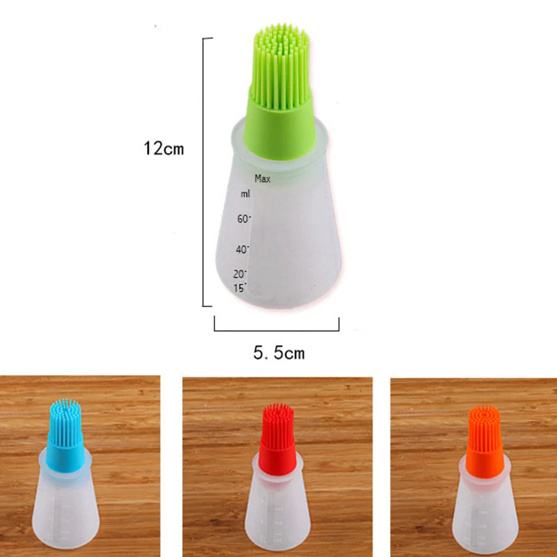 2-in-1 Silicone Oil Bottle with Basting Brush - Heat Resistant Cooking & BBQ Tool