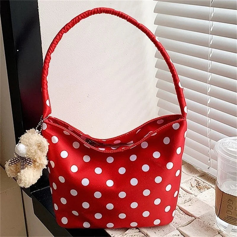 Retro Polka Dot Underarm Bag – Chic Bucket Style Shoulder Bag & Fashionable Women's Handbag