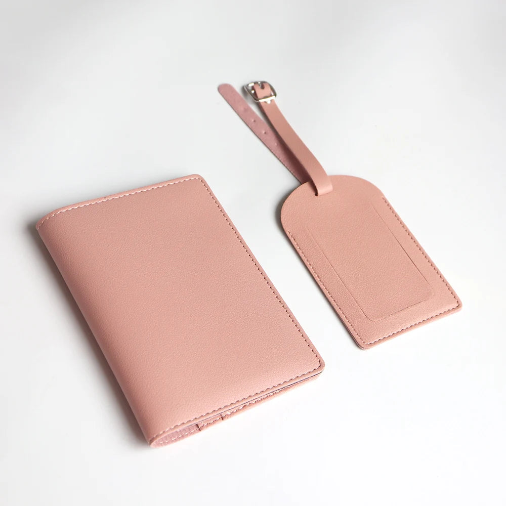 Personalised Travel Passport Holder & Luggage Tag Gift Set – Custom Initials Luxury Travel Kit