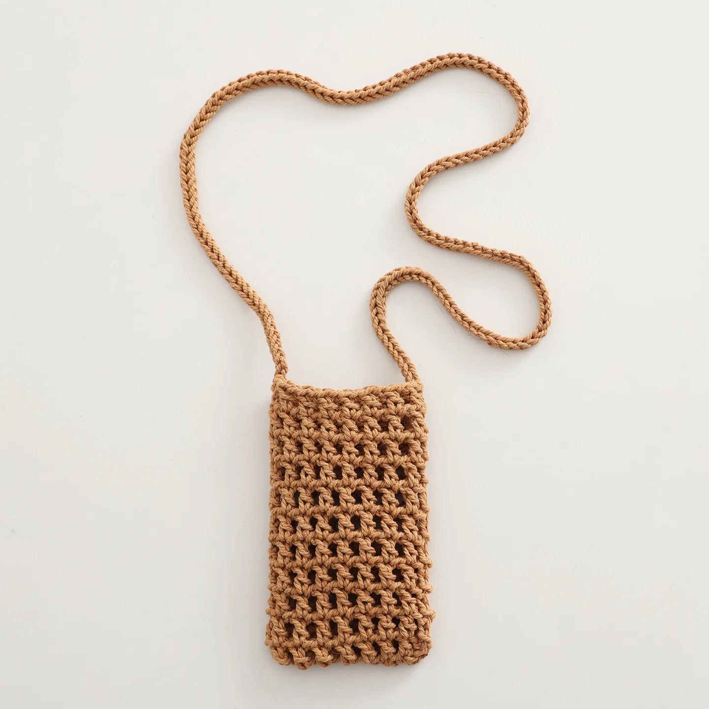 Boho Chic Hollow Crochet Phone Bag – Handmade Aesthetic Mini Cross body Purse