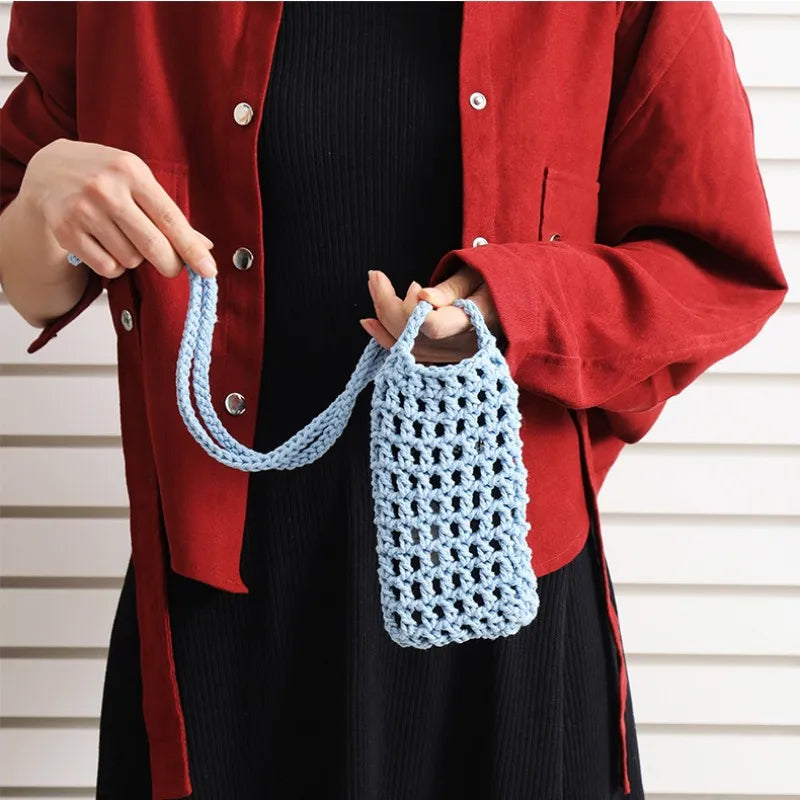Boho Chic Hollow Crochet Phone Bag – Handmade Aesthetic Mini Cross body Purse