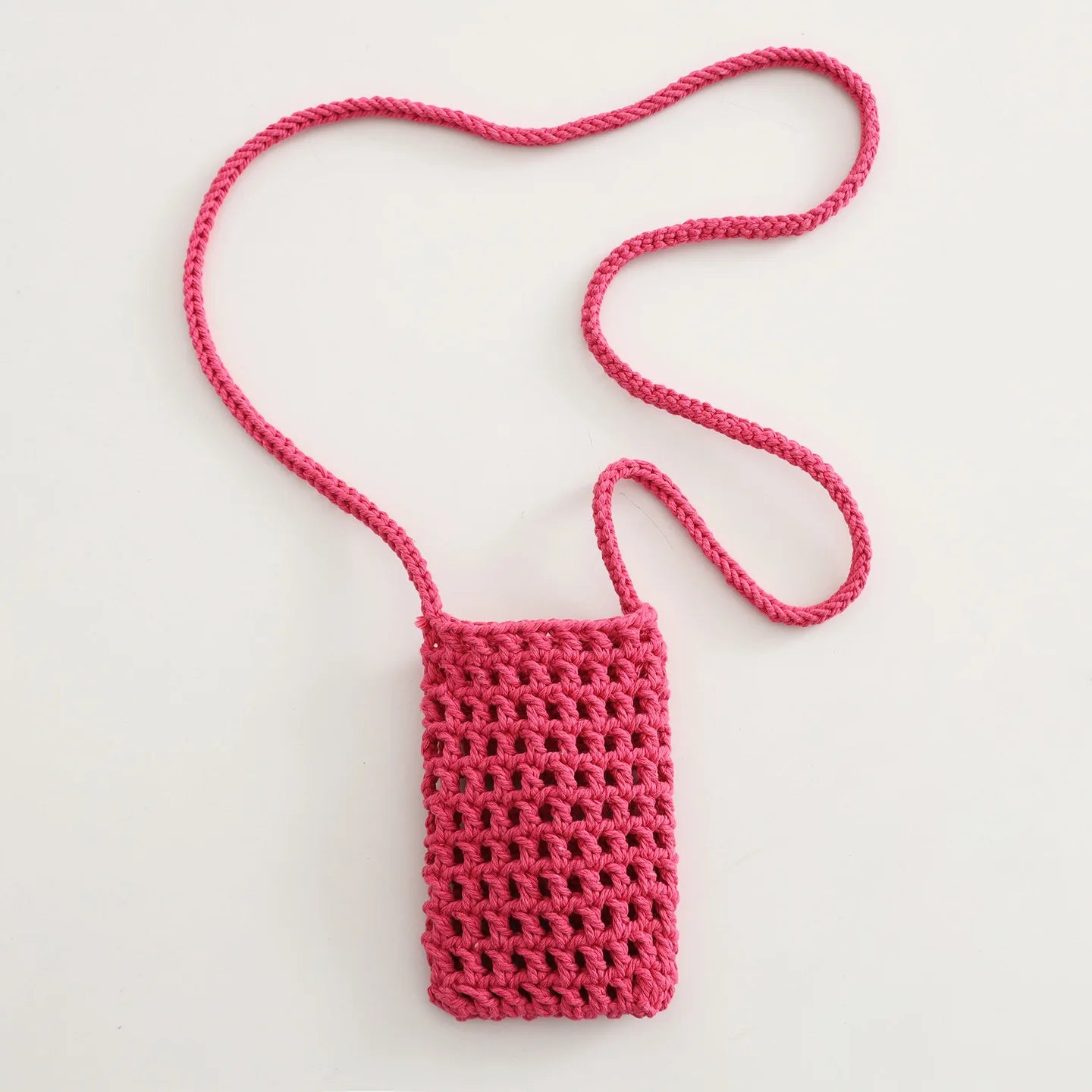 Boho Chic Hollow Crochet Phone Bag – Handmade Aesthetic Mini Cross body Purse