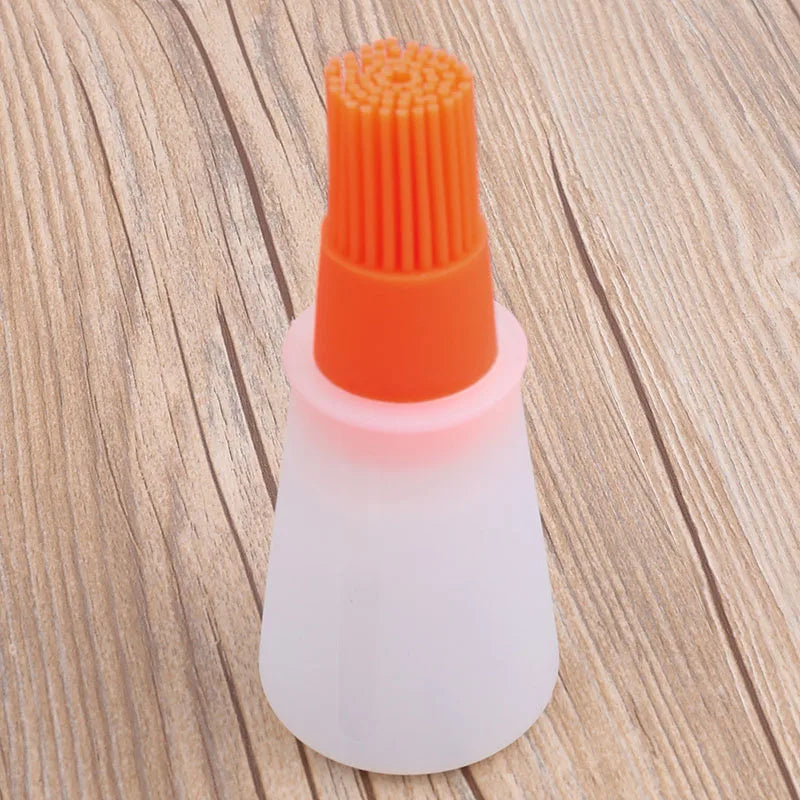 2-in-1 Silicone Oil Bottle with Basting Brush - Heat Resistant Cooking & BBQ Tool