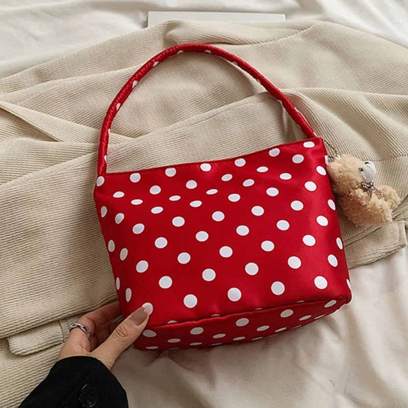 Retro Polka Dot Underarm Bag – Chic Bucket Style Shoulder Bag & Fashionable Women's Handbag