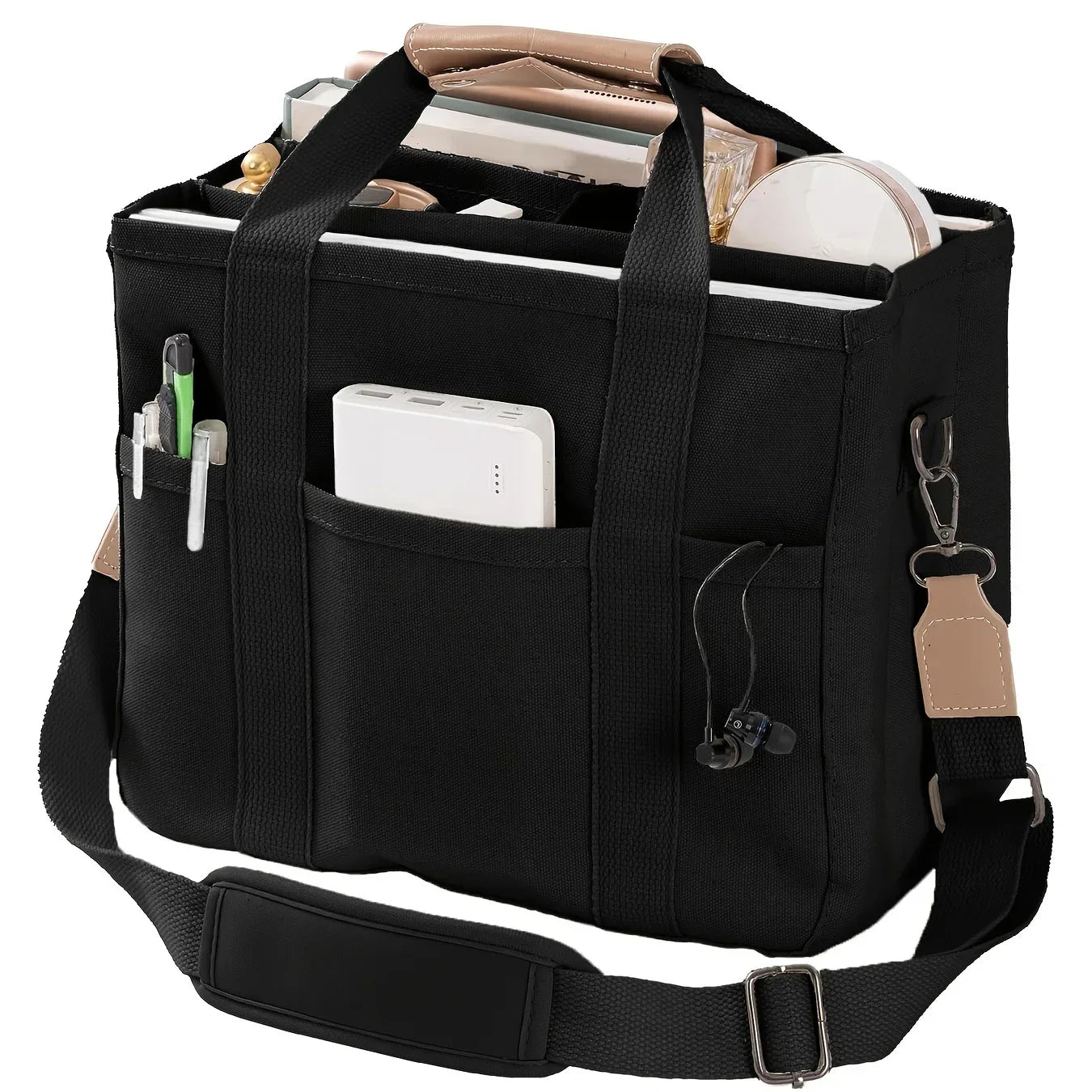 Premium Canvas Multi-Pocket Tote Bag – Large Capacity Shoulder Bag & Versatile Daily Handbag for Women