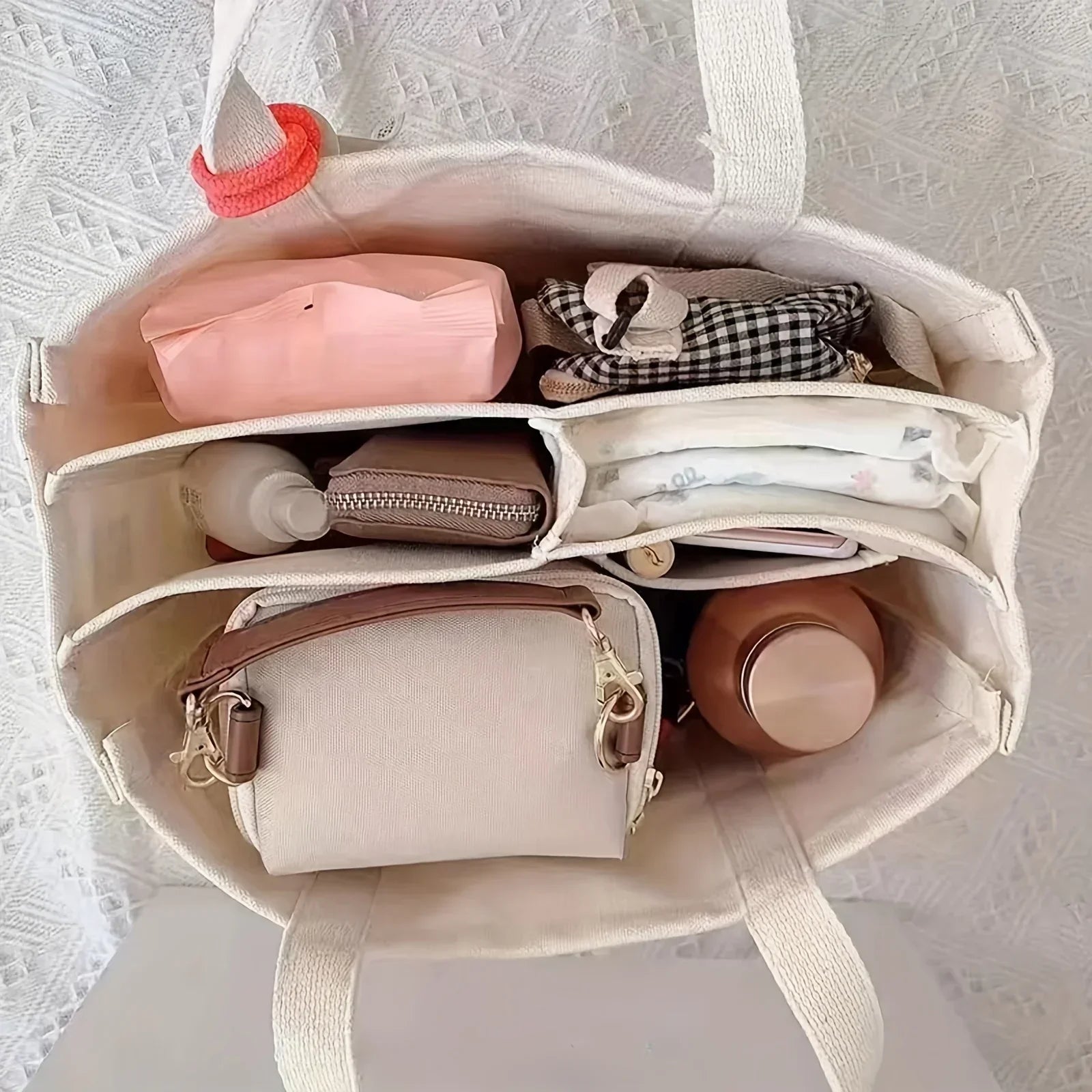 Premium Canvas Multi-Pocket Tote Bag – Large Capacity Shoulder Bag & Versatile Daily Handbag for Women