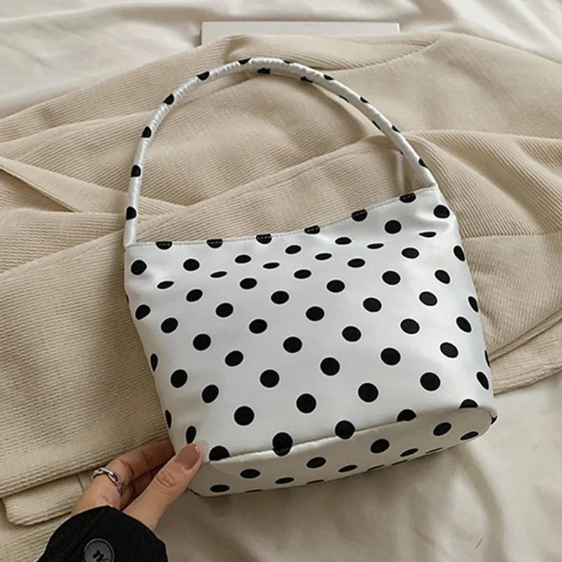 Retro Polka Dot Underarm Bag – Chic Bucket Style Shoulder Bag & Fashionable Women's Handbag