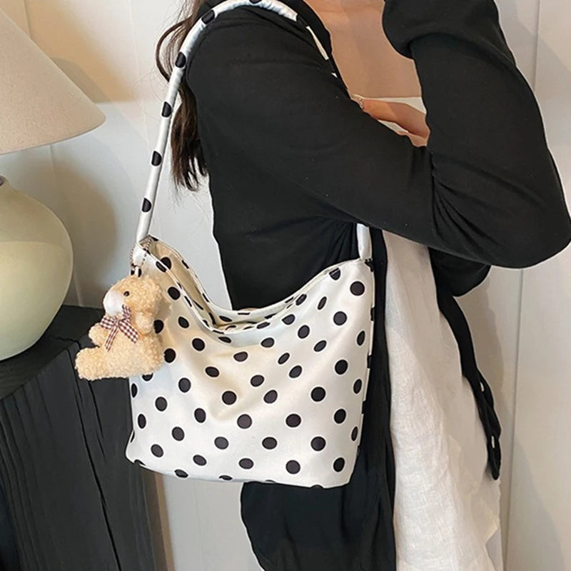 Retro Polka Dot Underarm Bag – Chic Bucket Style Shoulder Bag & Fashionable Women's Handbag