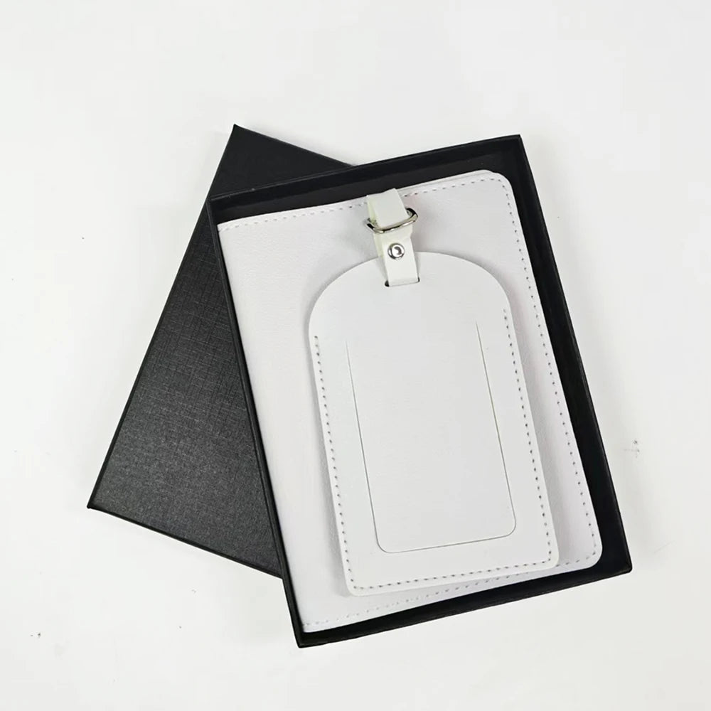 Personalised Travel Passport Holder & Luggage Tag Gift Set – Custom Initials Luxury Travel Kit