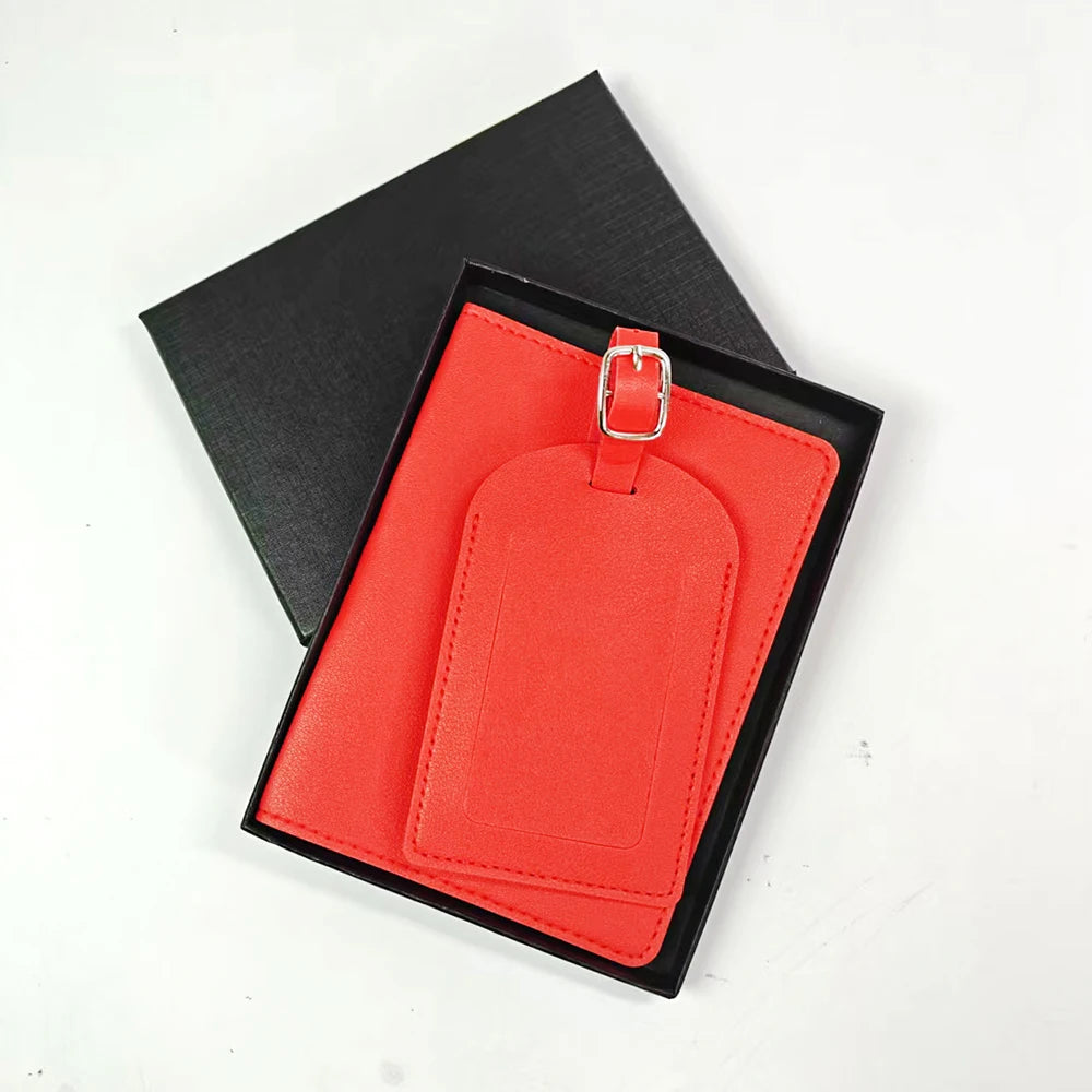 Personalised Travel Passport Holder & Luggage Tag Gift Set – Custom Initials Luxury Travel Kit