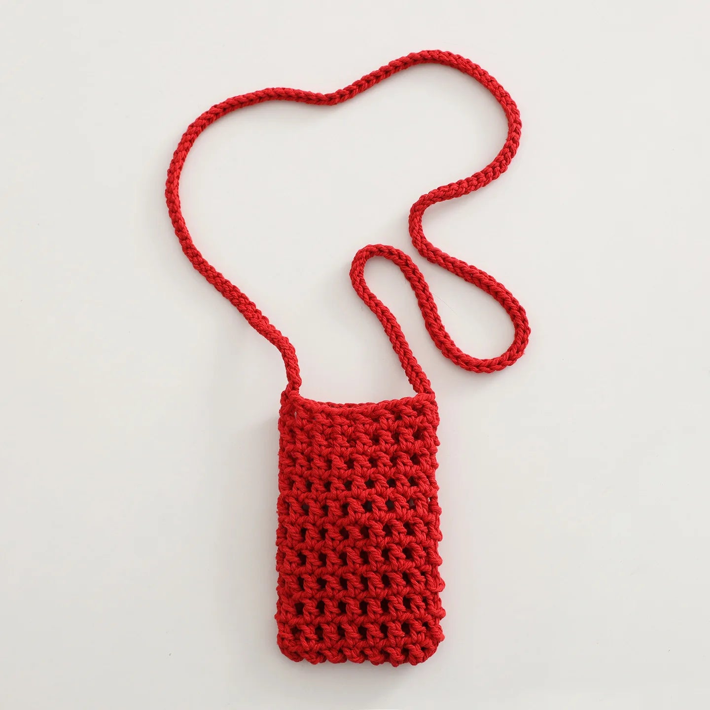 Boho Chic Hollow Crochet Phone Bag – Handmade Aesthetic Mini Cross body Purse